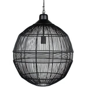 Hoorns Černé kovové závěsné světlo Nessie 50 cm  - Výška60 cm- Průměr 50 cm