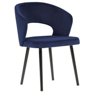Královsky modrá sametová jídelní židle MICADONI GOA  - Výška80 cm- Šířka 55 cm