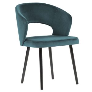 Petrolejově modrá sametová jídelní židle MICADONI GOA  - Výška80 cm- Šířka 55 cm