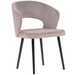 Levandulově růžová sametová jídelní židle MICADONI GOA  - Výška80 cm- Šířka 55 cm