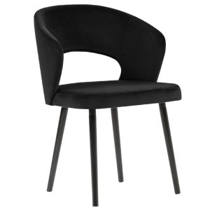 Černá sametová jídelní židle MICADONI GOA  - Výška80 cm- Šířka 55 cm