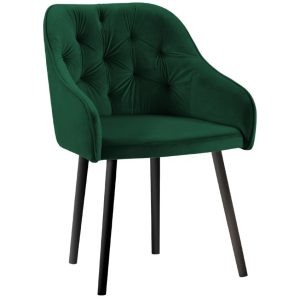 Smaragdově zelená sametová jídelní židle MICADONI NISSI  - Výška80 cm- Šířka 54 cm