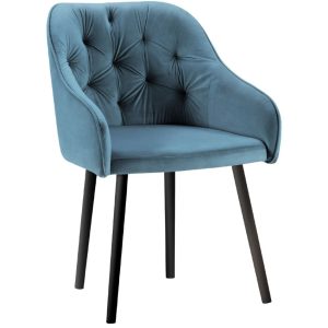 Petrolejově modrá sametová jídelní židle MICADONI NISSI  - Výška80 cm- Šířka 54 cm