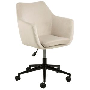 Scandi Krémově bílá sametová konferenční židle Marte  - Výška91 cm- Šířka 58 cm