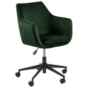 Scandi Tmavě zelená sametová konferenční židle Marte  - Výška91 cm- Šířka 58 cm