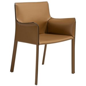 Koňaková koženková jídelní židle Miotto Orte s područkami  - Výška85 cm- Šířka 63 cm