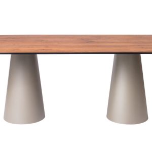 Hnědý dubový jídelní stůl Marco Barotti 180 x 90 cm s matnou stříbrnou podnoží  - Šířka180 cm- Hloubka 90 cm
