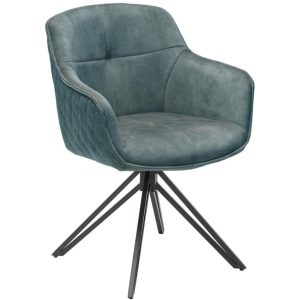 Moebel Living Modrá sametová otočná jídelní židle Marten  - Šířka58 cm- Výška 82 cm