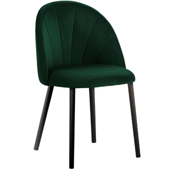 Smaragdově zelená sametová jídelní židle MICADONI VENTURA  - Výška80 cm- Šířka 52 cm