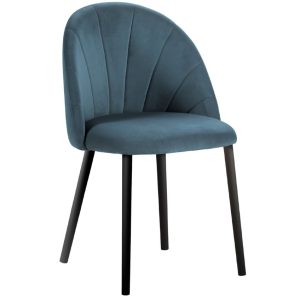 Petrolejově modrá sametová jídelní židle MICADONI VENTURA  - Výška80 cm- Šířka 52 cm
