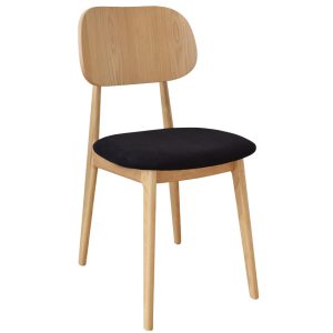 FormWood Černá dubová látková jídelní židle Rabbit  - Výška84 cm- Šířka 41 cm