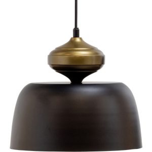 Hoorns Černé kovové závěsné světlo Louma 31 cm  - Výška34 cm- Průměr 31 cm