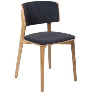 FormWood Dubová jídelní židle Nora s antracitovým sedákem  - Výška79 cm- Šířka 52 cm