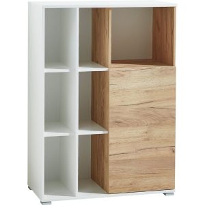 Bílá dubová kancelářská skříň s nikou Germania Lioni 120 x 85 cm  - Výška120 cm- Šířka 85 cm