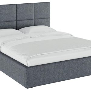 Šedá látková dvoulůžková postel MESONICA Bufo 180 x 200 cm s prošíváním  - Výška109 cm- Šířka 195 cm