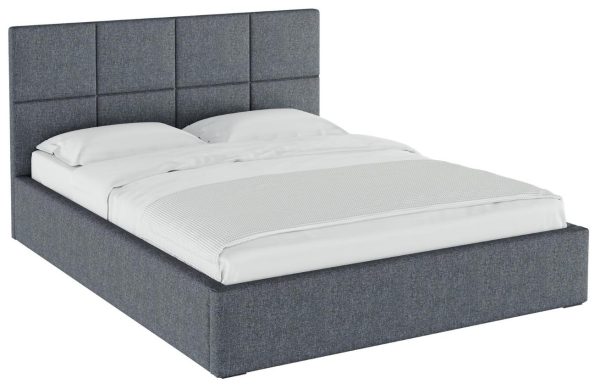 Šedá látková dvoulůžková postel MESONICA Bufo 180 x 200 cm s prošíváním  - Výška109 cm- Šířka 195 cm
