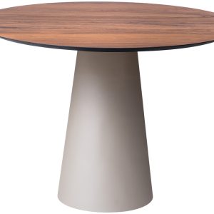 Hnědý dubový jídelní stůl Marco Barotti 110 cm s matnou stříbrnou podnoží  - Výška75 cm- Průměr 110 cm