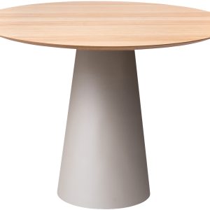 Dubový jídelní stůl Marco Barotti 110 cm s matnou stříbrnou podnoží  - Výška75 cm- Průměr 110 cm