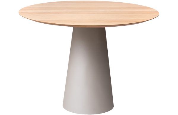 Dubový jídelní stůl Marco Barotti 110 cm s matnou stříbrnou podnoží  - Výška75 cm- Průměr 110 cm
