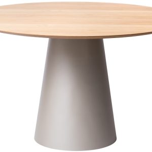 Dubový jídelní stůl Marco Barotti 130 cm s matnou stříbrnou podnoží  - Výška75 cm- Průměr 130 cm