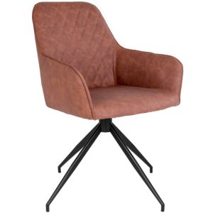 Nordic Living Hnědá koženková otočná jídelní židle Malvik  - Výška89 cm- Šířka 57 cm