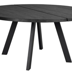 Černý masivní jasanový jídelní stůl ROWICO FRED 160 cm  - Výška75 cm- Průměr 160 cm