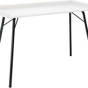 Bílý dřevěný pracovní stůl Woodman Rayburn s kovovou podnoží 115 x 52 cm  - Výška78 cm- Šířka 115 cm