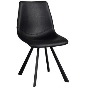 Černá koženková jídelní židle ROWICO AUBURN  - Výška83 cm- Šířka 46 cm
