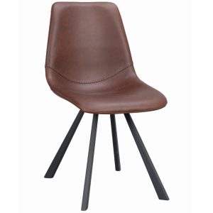 Hnědá koženková jídelní židle ROWICO AUBURN  - Výška83 cm- Šířka 46 cm