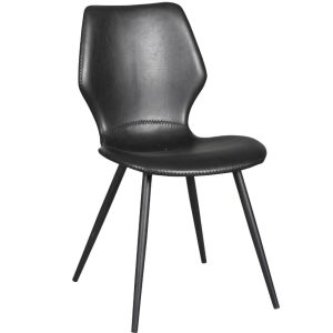 Černá koženková jídelní židle ROWICO HIGHROCK  - Výška86 cm- Šířka 47 cm