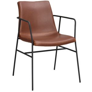 Hnědá koženková jídelní židle ROWICO HUNTINGTON  - Výška79 cm- Šířka 54 cm
