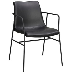 Černá koženková jídelní židle ROWICO HUNTINGTON  - Výška79 cm- Šířka 54 cm