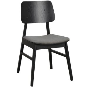 Černá dubová jídelní židle s látkovým sedákem ROWICO NAGANO  - Výška85 cm- Šířka 50 cm