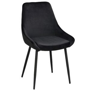 Černá sametová jídelní židle ROWICO SIERRA  - Výška85 cm- Šířka 49 cm