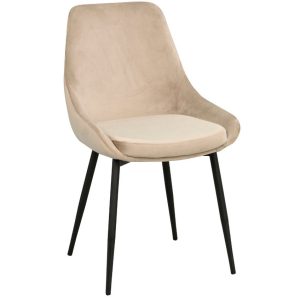 Béžová sametová jídelní židle ROWICO SIERRA  - Výška85 cm- Šířka 49 cm