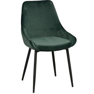 Zelená sametová jídelní židle ROWICO SIERRA  - Výška85 cm- Šířka 49 cm