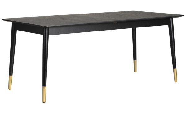 Černý jasanový rozkládací jídelní stůl ROWICO FENWOOD 180-220-260 x 90 cm  - Výška75 cm- Šířka 180-220-260 cm