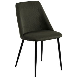 Scandi Olivově zelená manšestrová jídelní židle Seni  - Výška84 cm- Šířka 49
