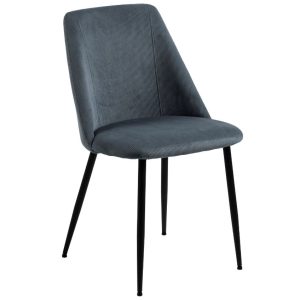 Scandi Modro šedá manšestrová jídelní židle Seni  - Výška84 cm- Šířka 49