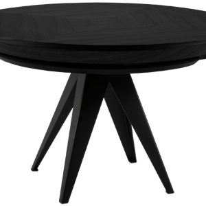 Černý dubový rozkládací jídelní stůl Windsor & Co Magnus 120 x 120-220 cm  - Výška76 cm- Průměr 120 cm