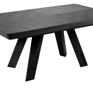 Černý dubový rozkládací jídelní stůl Windsor & Co Njal 100 x 180-380 cm  - Výška76 cm- Šířka 180-380 cm