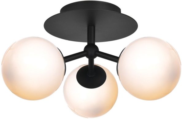 Opálově bílé skleněné stropní světlo Halo Design Atom  - Výška16 cm- Průměr 26 cm