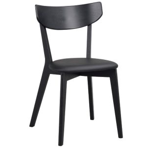 Černá jasanová jídelní židle ROWICO AMI s koženkovým sedákem  - Výška80 cm- Šířka 48 cm