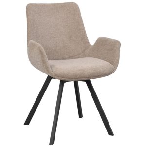 Béžová látková otočná jídelní židle ROWICO NORWELL  - Výška84 cm- Šířka 60 cm