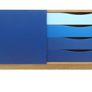 Modrá dubová komoda Woodman Avon 128 x 42 cm  - Výška71 cm- Šířka 128 cm