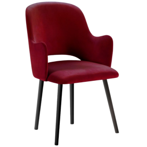 Červená sametová jídelní židle MICADONI MARIN  - Výška85 cm- Šířka 54 cm