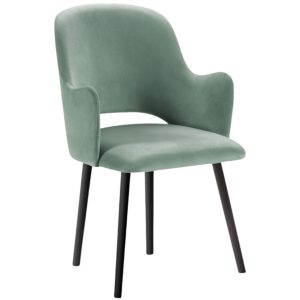 Mátově zelená sametová jídelní židle MICADONI MARIN  - Výška85 cm- Šířka 54 cm