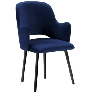 Královsky modrá sametová jídelní židle MICADONI MARIN  - Výška85 cm- Šířka 54 cm