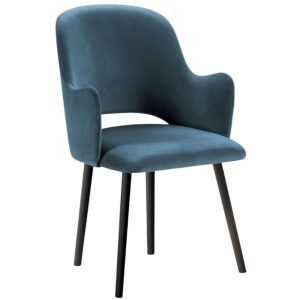 Petrolejově modrá sametová jídelní židle MICADONI MARIN  - Výška85 cm- Šířka 54 cm