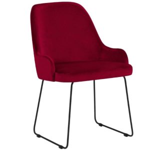 Červená sametová jídelní židle MICADONI OLIVINE  - Výška86 cm- Šířka 55 cm